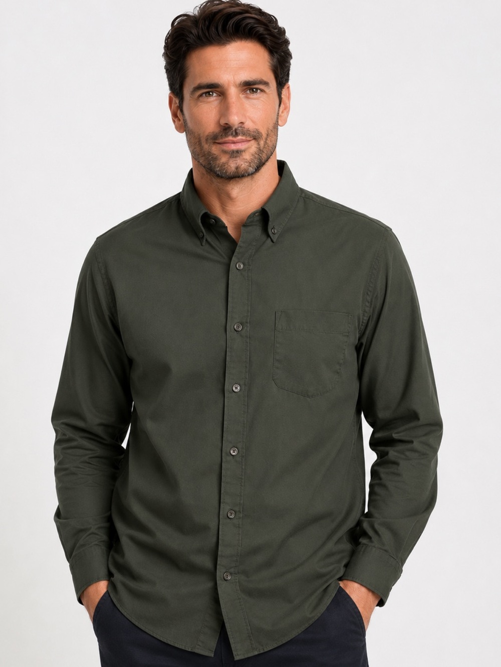 Croft & Barrow Men’s Olive Green Wrinkle Resistant Cotton Shirt XLT